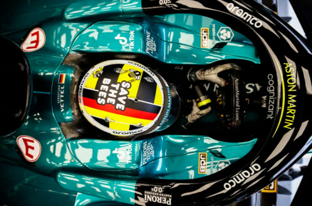 casque save the bees de Sebastian Vettel