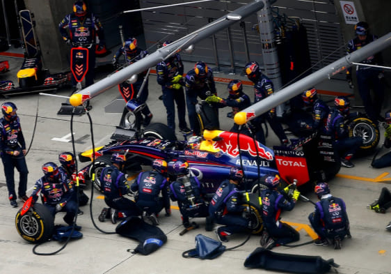Sebastian Vettel chez RedBull en pit