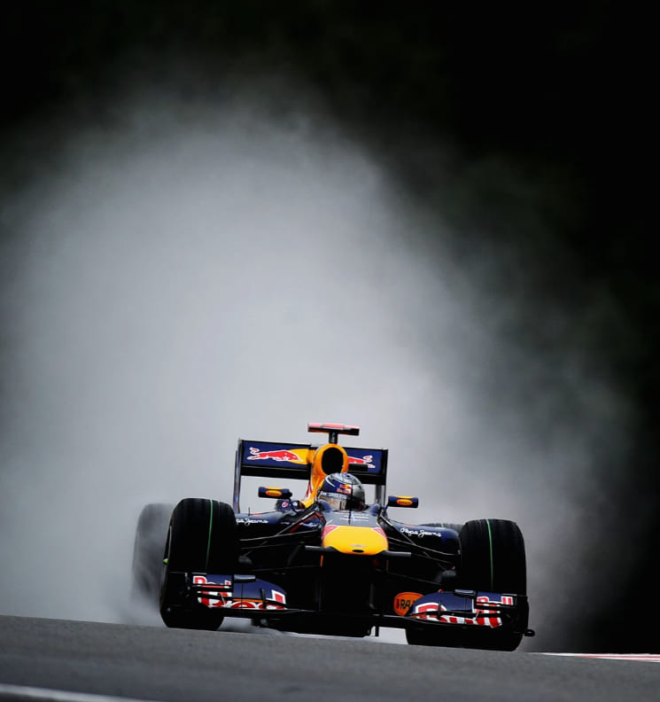 Sebastian Vettel sur le podium Red Bull